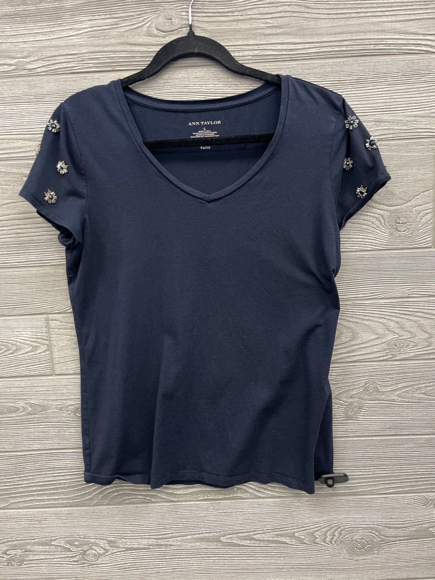 Top Short Sleeve By Ann Taylor In Blue, Size: L