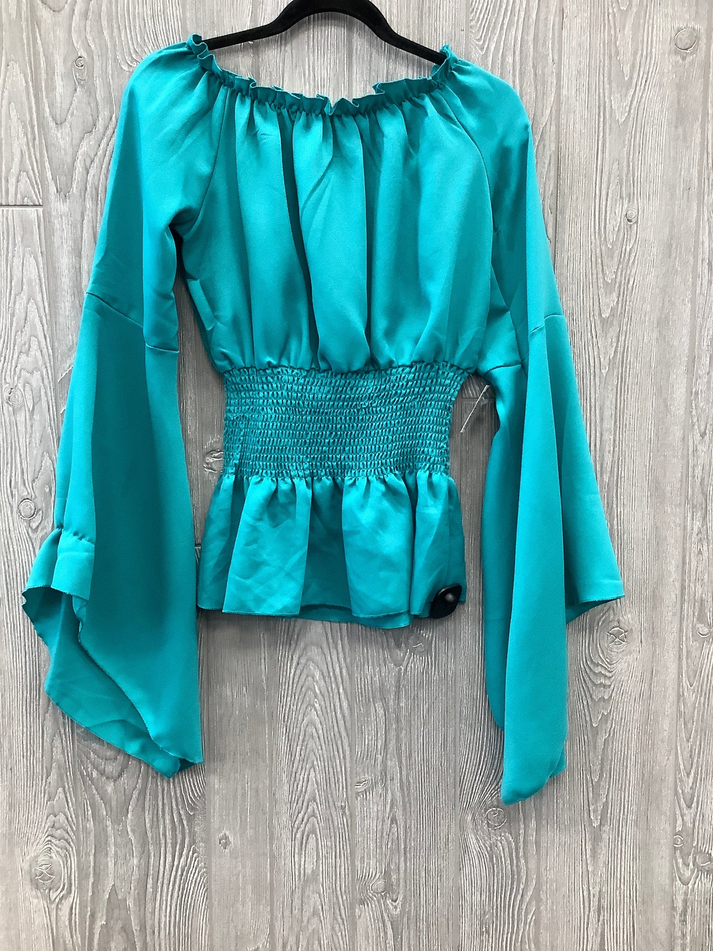 Teal Blouse Long Sleeve Clothes Mentor, Size M