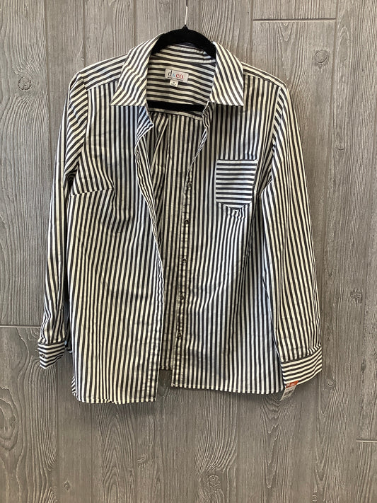 Striped Pattern Top Long Sleeve Denim And Co Qvc, Size M