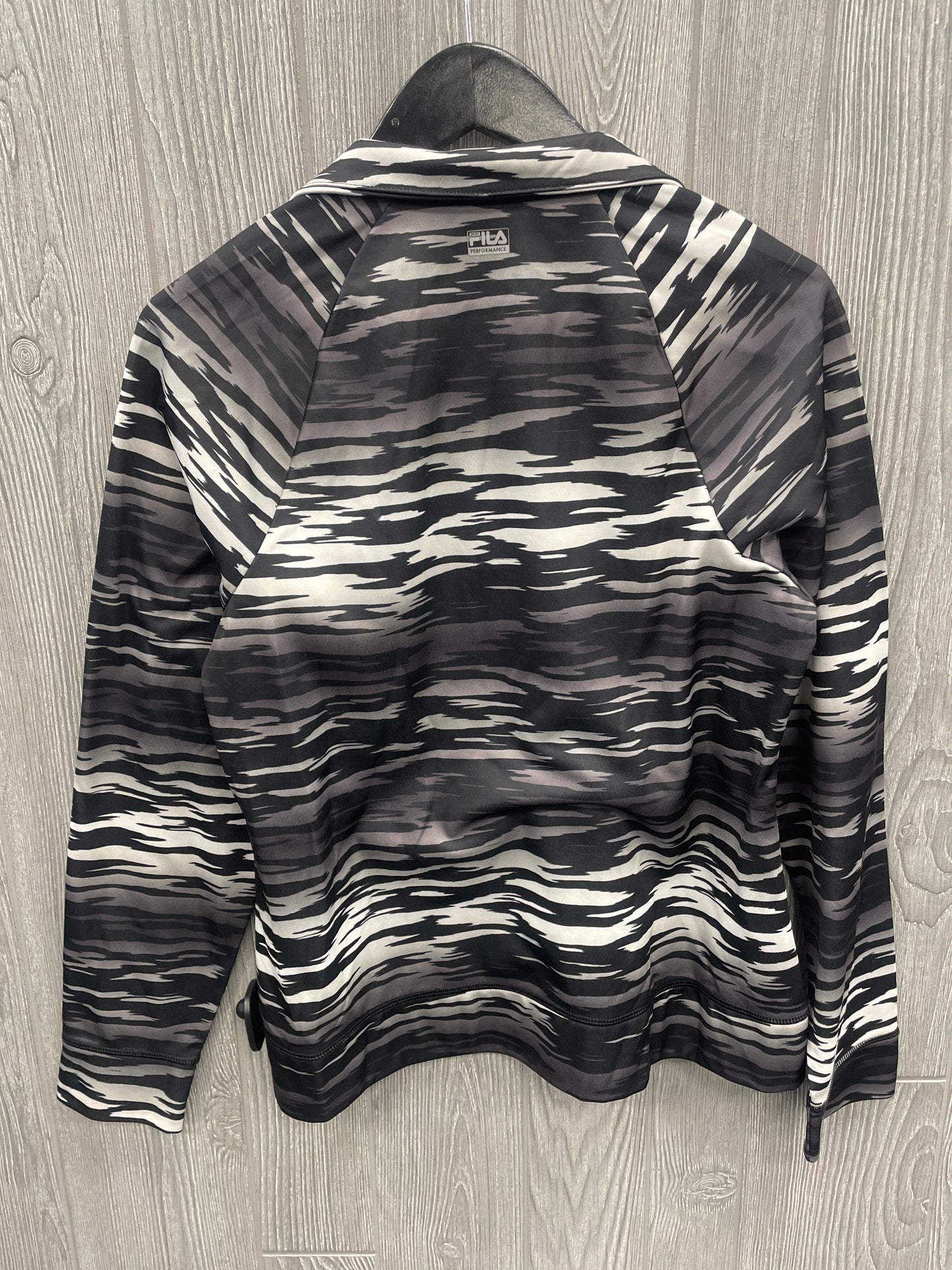 Athletic Top Long Sleeve Collar By Fila In Animal Print, Size: M