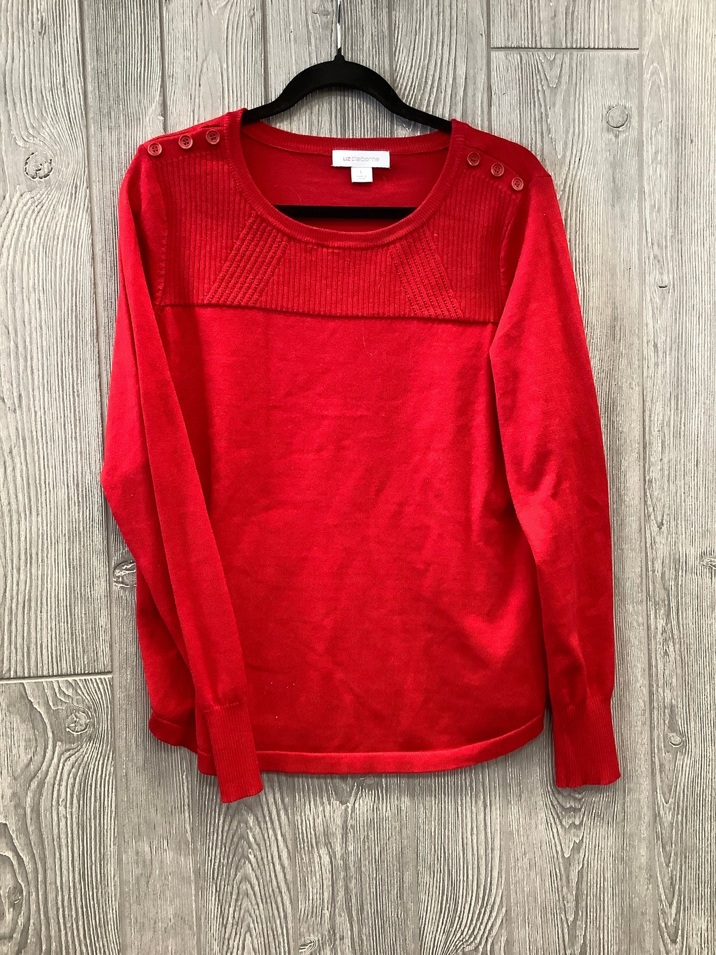 Red Top Long Sleeve Liz Claiborne, Size L