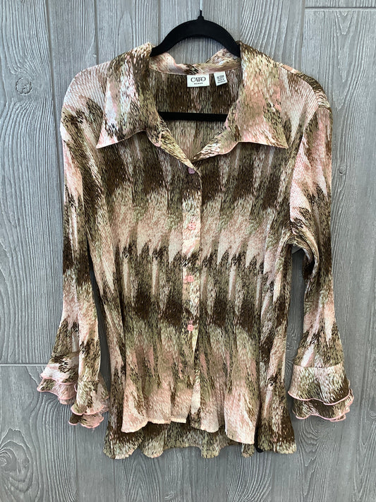 Tan Blouse Long Sleeve Cato, Size 18