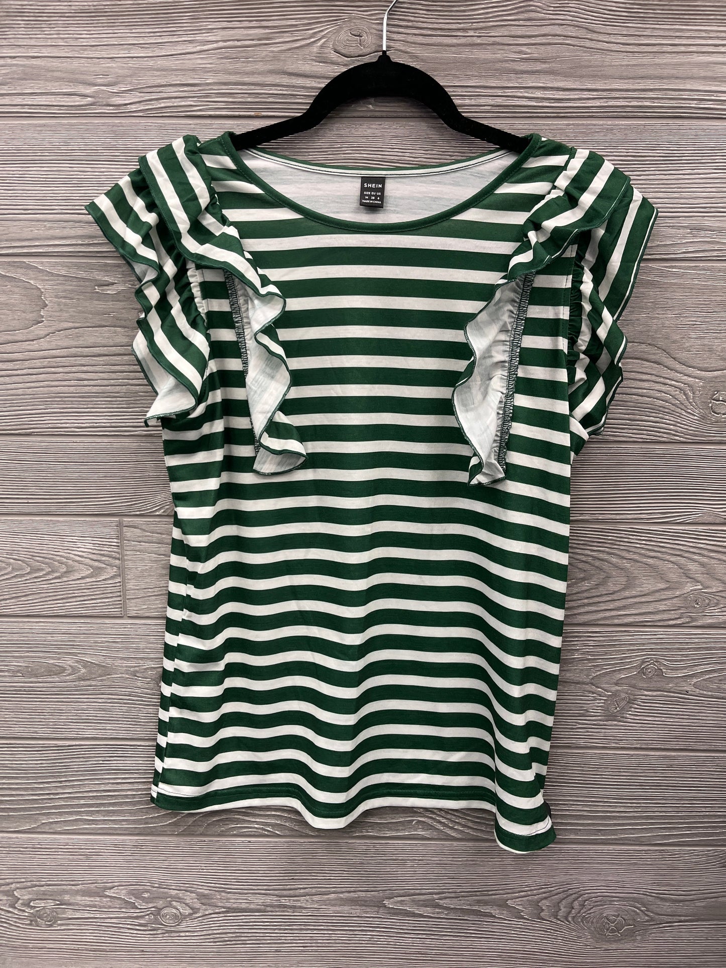 Top Short Sleeve By Shein In Green, Size: M