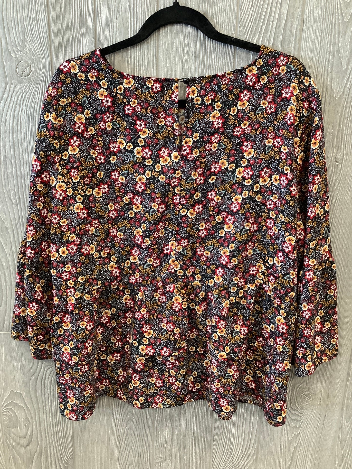 Floral Print Blouse Long Sleeve Time And Tru, Size Xxl