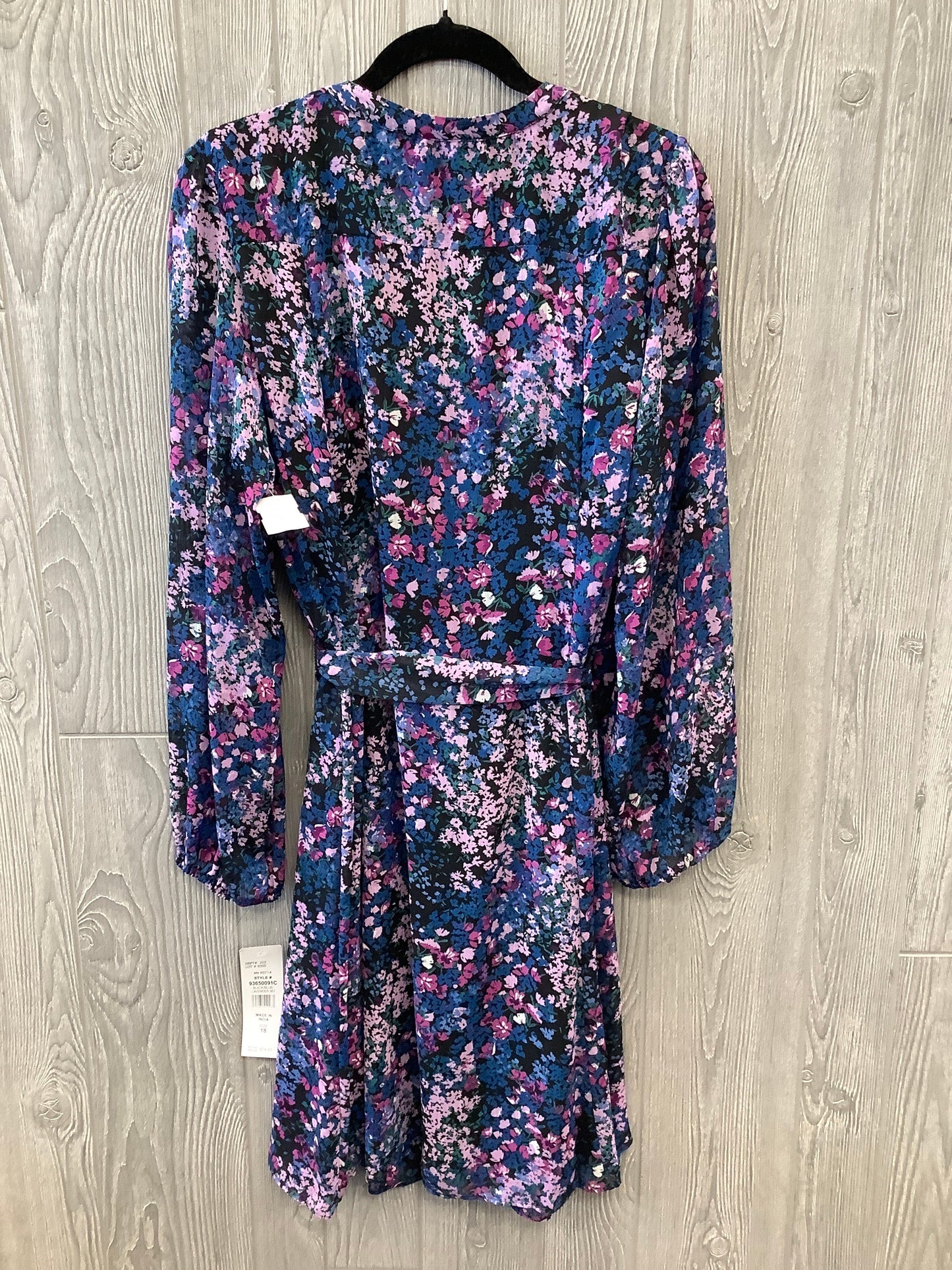 Blue & Purple Dress Casual Midi Msk, Size 18