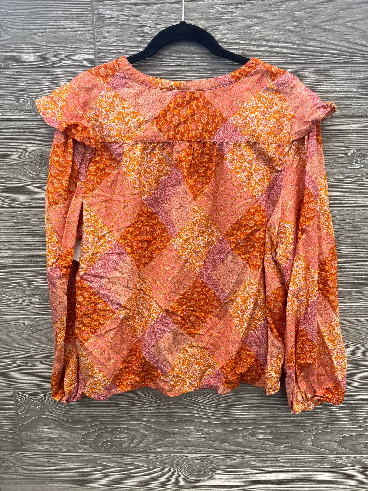 Orange & Pink Blouse Long Sleeve Time And Tru, Size Xl