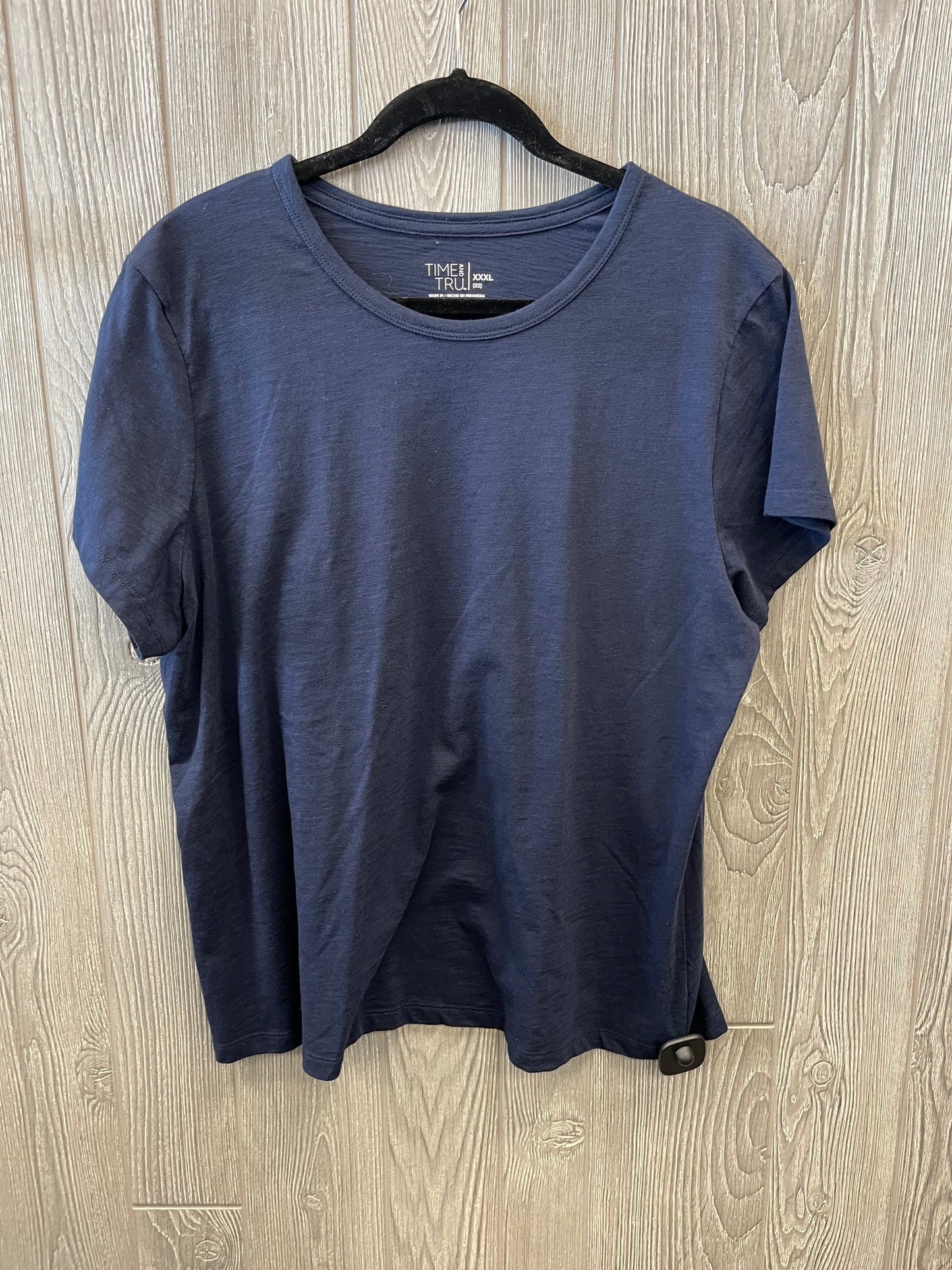 Top Short Sleeve Basic By Time And Tru In Navy, Size: 3x