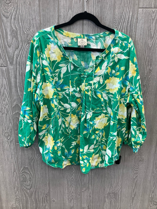 Green Top Long Sleeve St Johns Bay, Size Xl