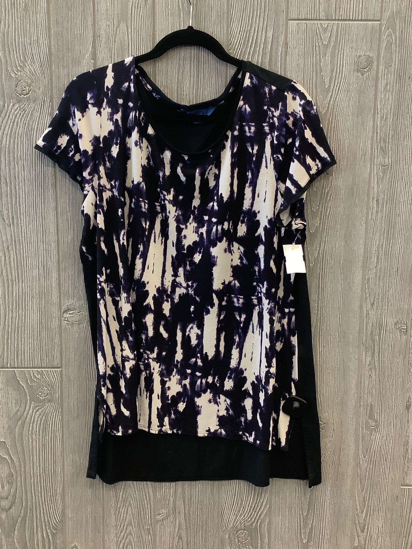 Black & Purple Top Short Sleeve Simply Vera, Size Xl