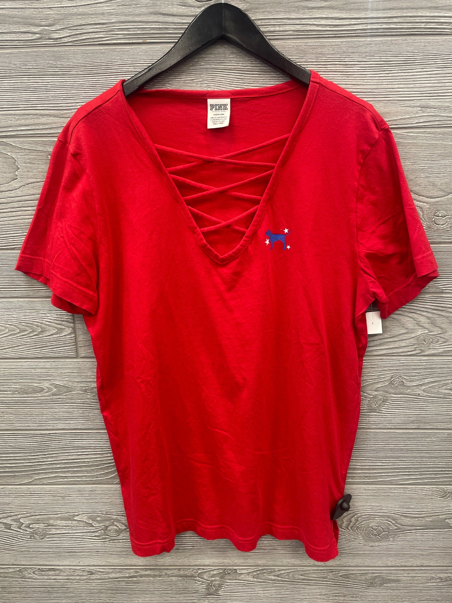 Top Short Sleeve By Pink In Red, Size: L