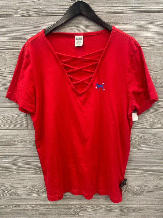 Top Short Sleeve By Pink In Red, Size: L