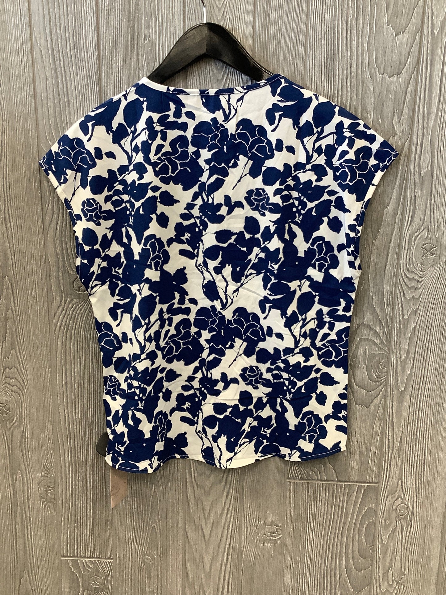 Blue & White Top Short Sleeve Clothes Mentor, Size S