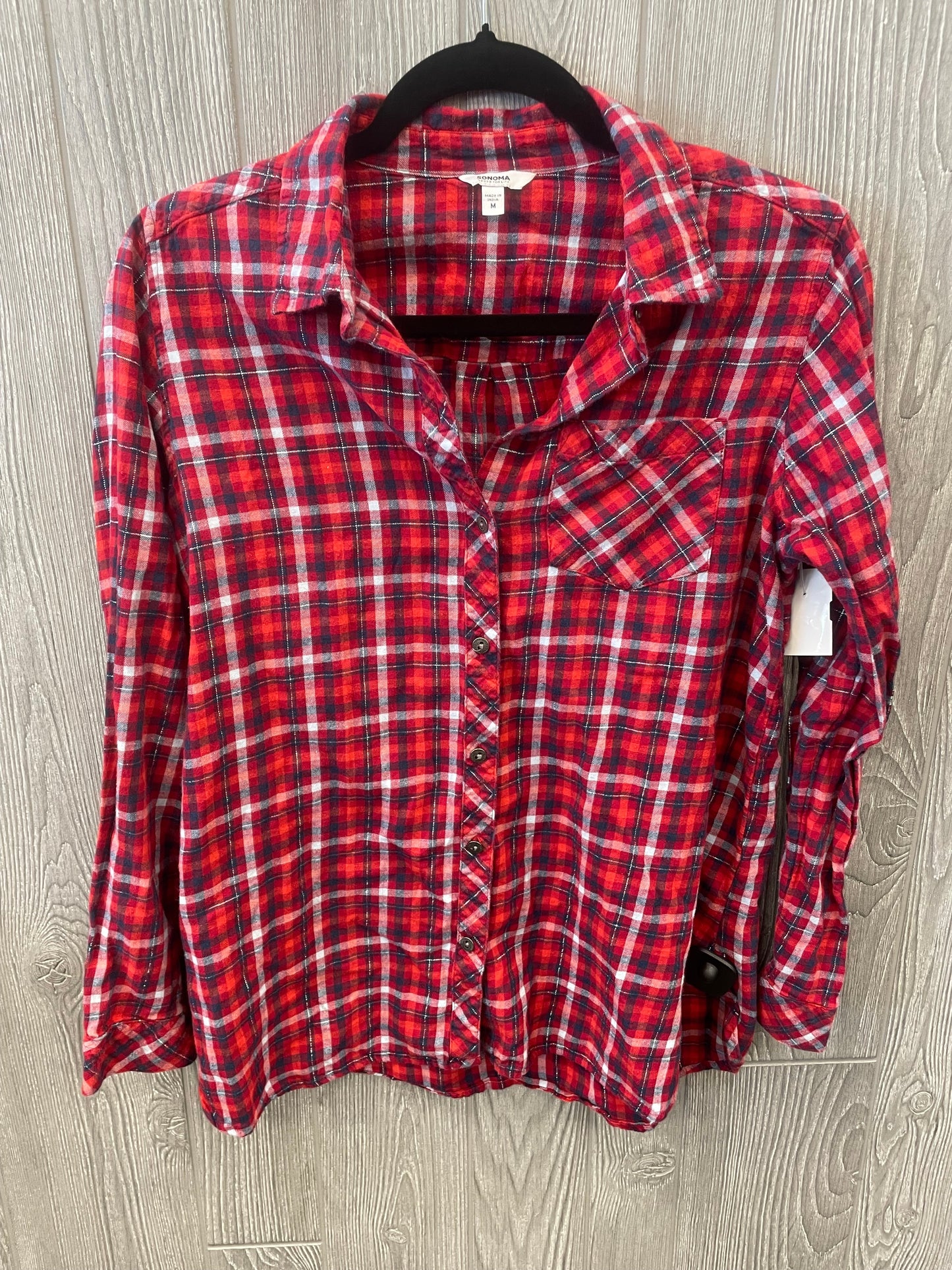 Top Long Sleeve By Sonoma In Red, Size: M