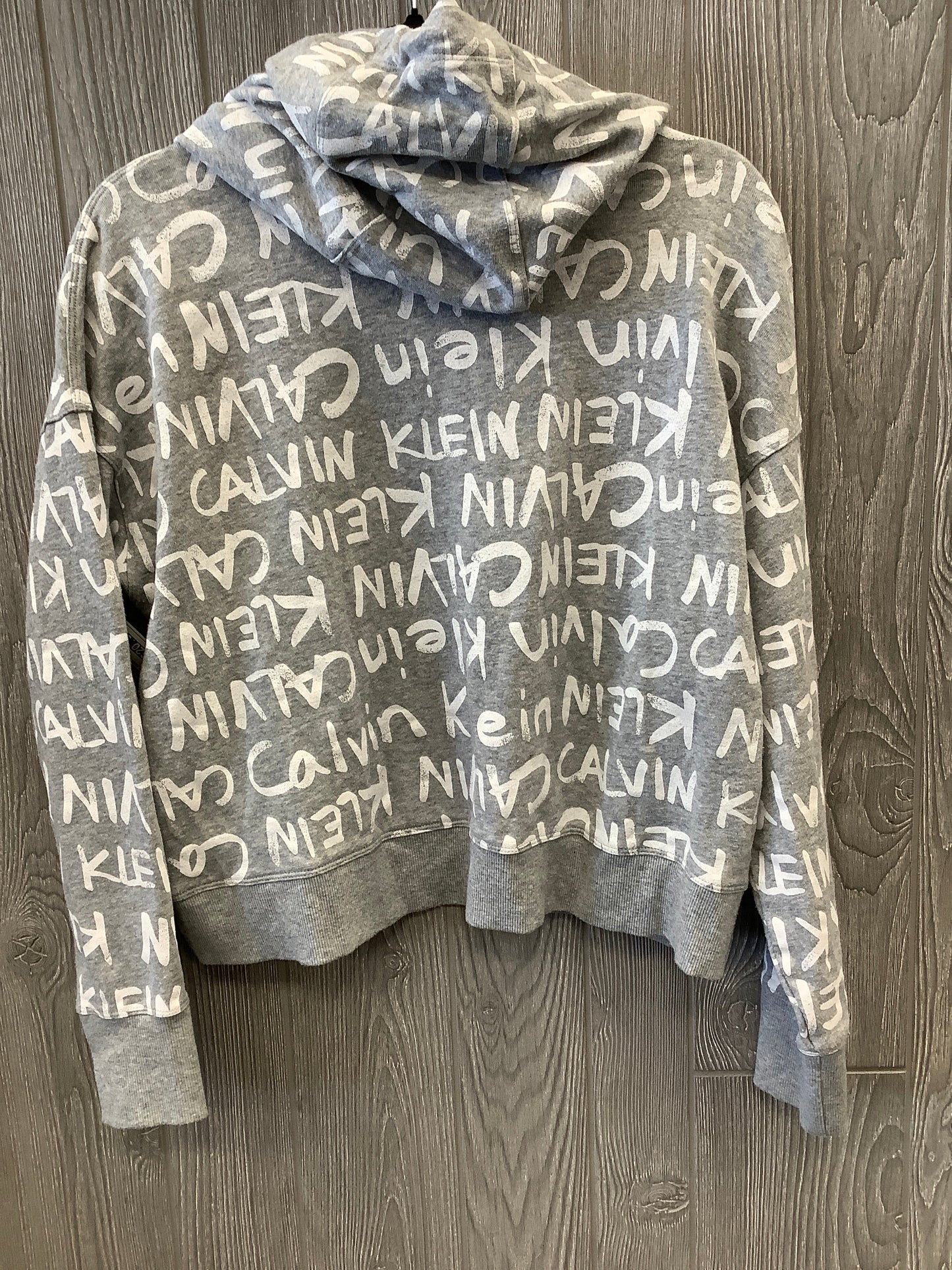 Sweatshirt Hoodie By Calvin Klein In Grey, Size: M