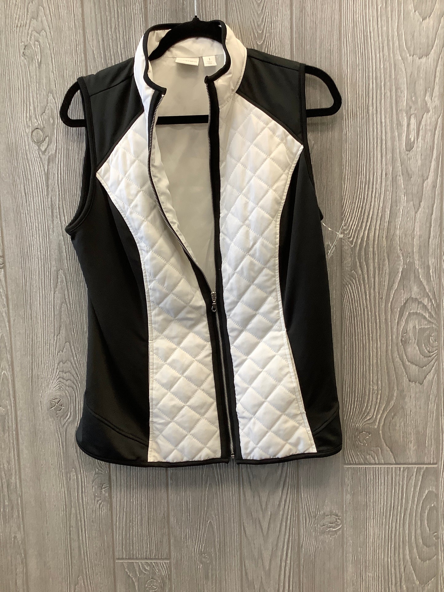 Vest Puffer & Quilted By Chicos In Black & White, Size: M