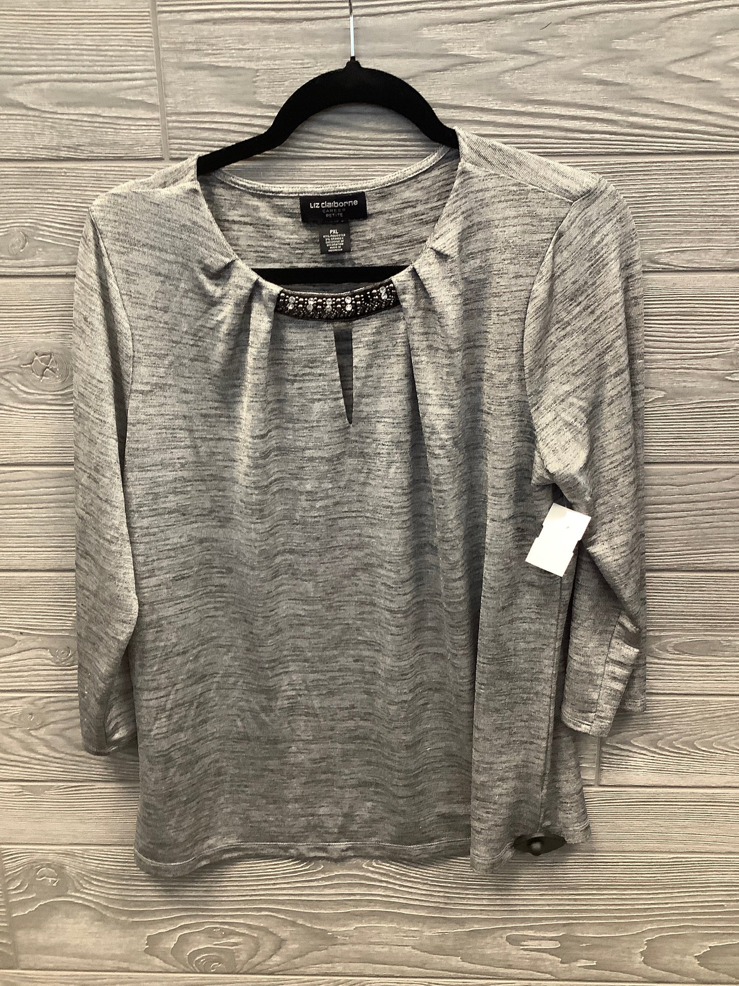 Top Long Sleeve By Liz Claiborne In Silver, Size: Petite   Xl