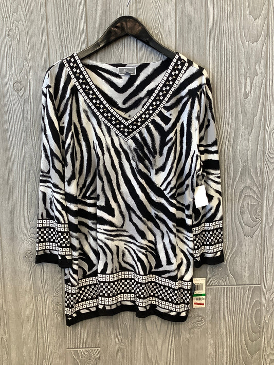 Top Long Sleeve By Jm Collections In Black & White, Size: L