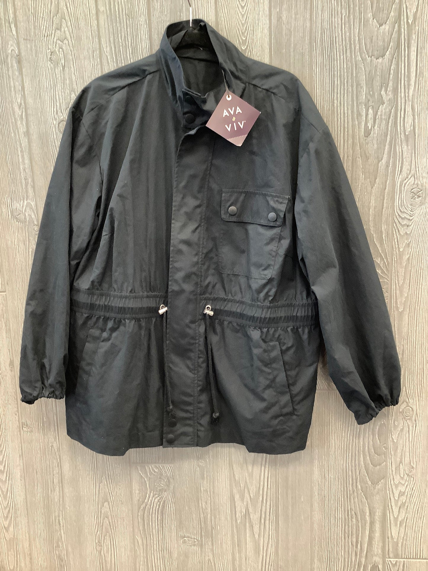 Jacket Windbreaker By Ava & Viv In Black, Size: 1x