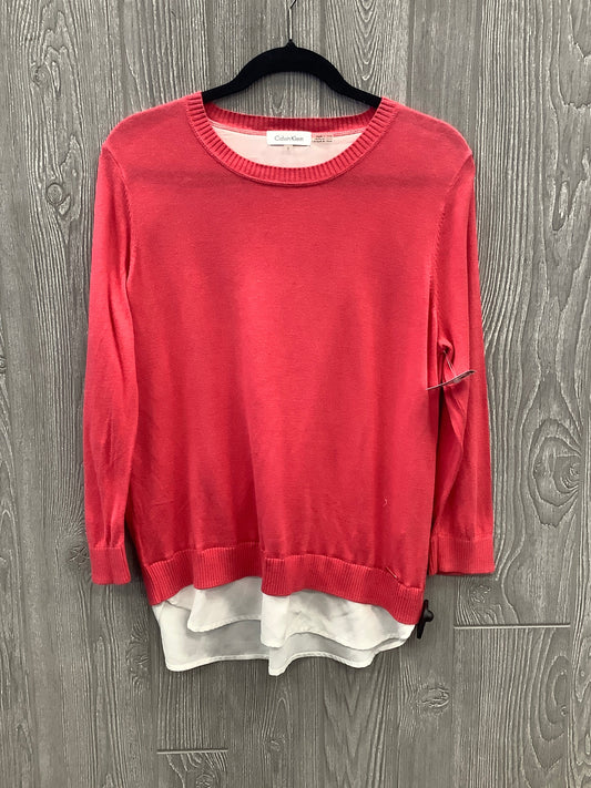 Top Long Sleeve By Calvin Klein In Pink, Size: M