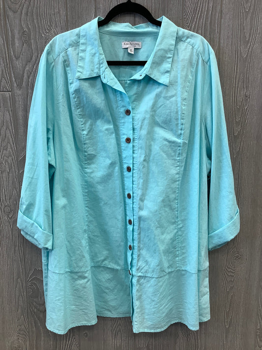 Top Long Sleeve By Kim Rogers In Blue, Size: 2x