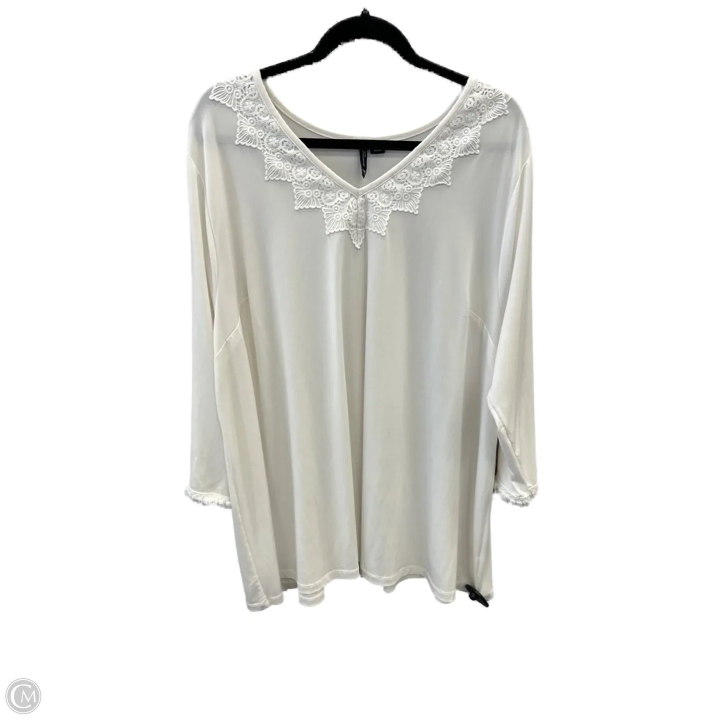 Top Long Sleeve By New Directions In White, Size: 2x