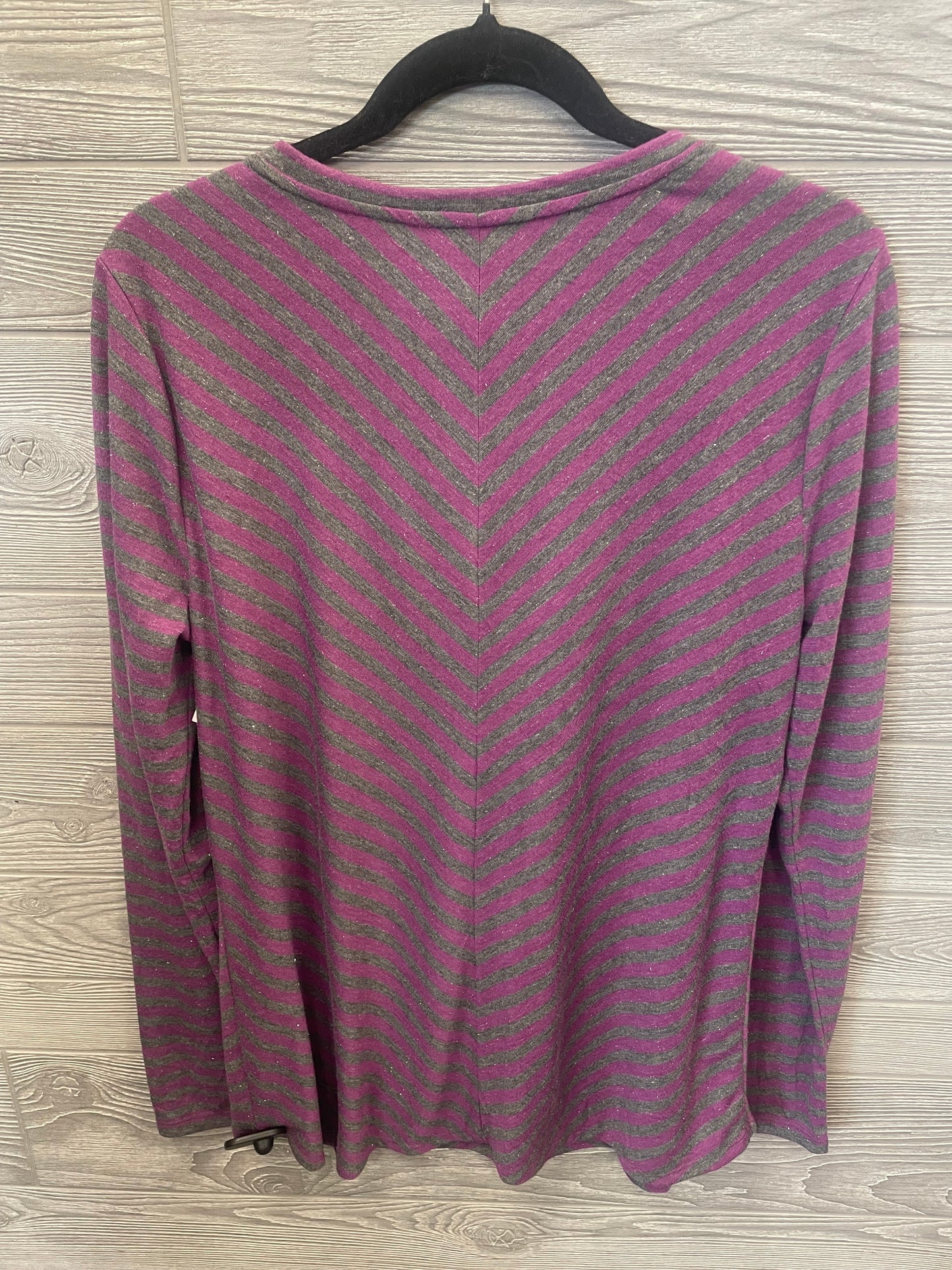 Top Long Sleeve By Apt 9 In Grey & Purple, Size: L