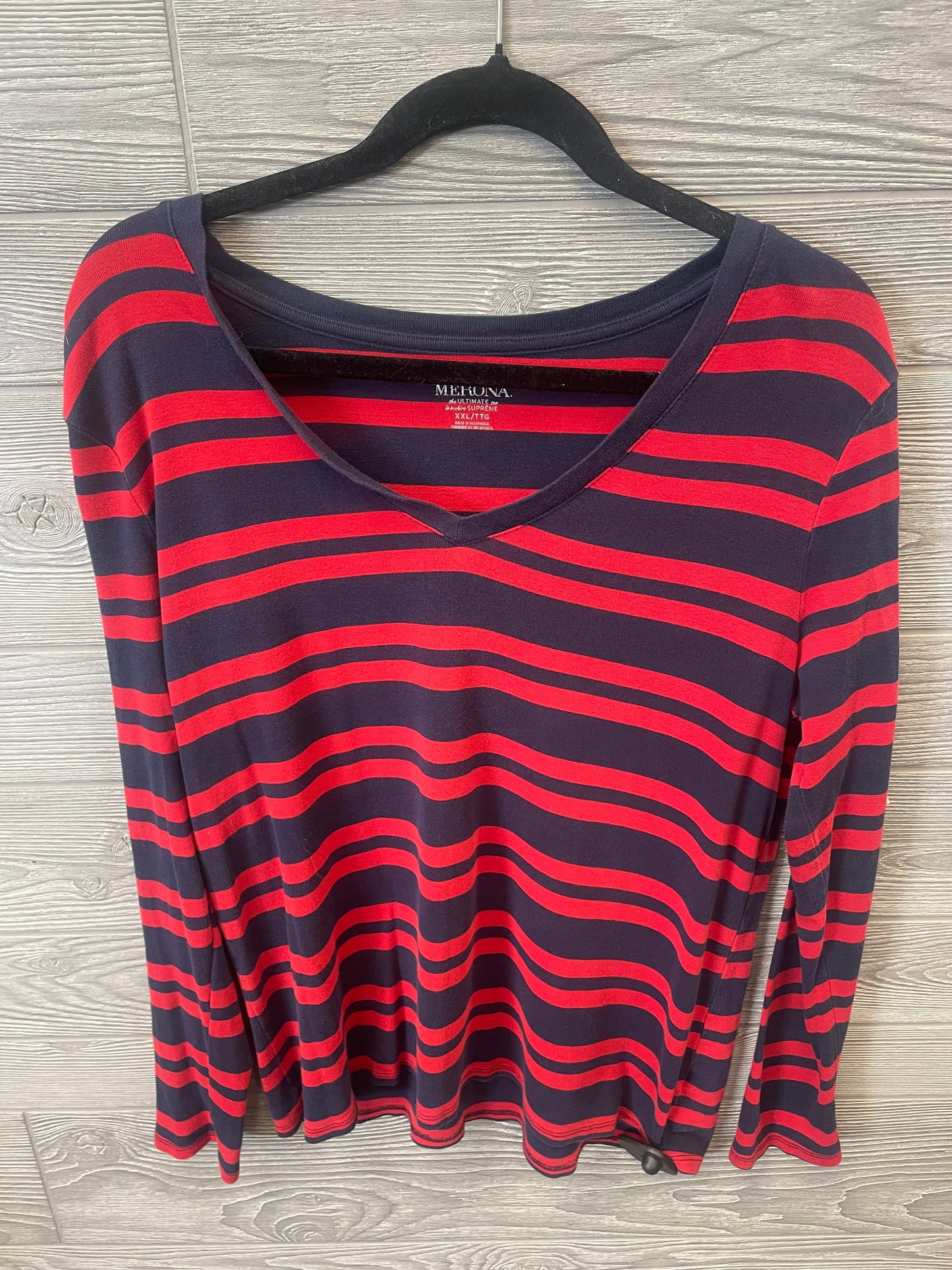 Top Long Sleeve By Merona In Striped Pattern, Size: Xxl