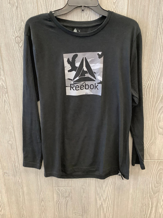 Athletic Top Long Sleeve Crewneck By Reebok In Black, Size: L