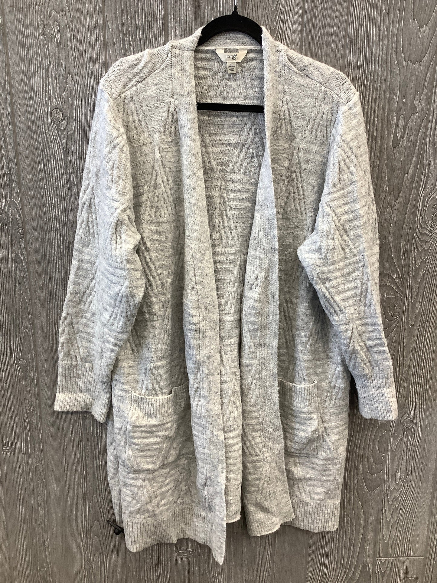 Cardigan By Terra & Sky In Grey, Size: 2x