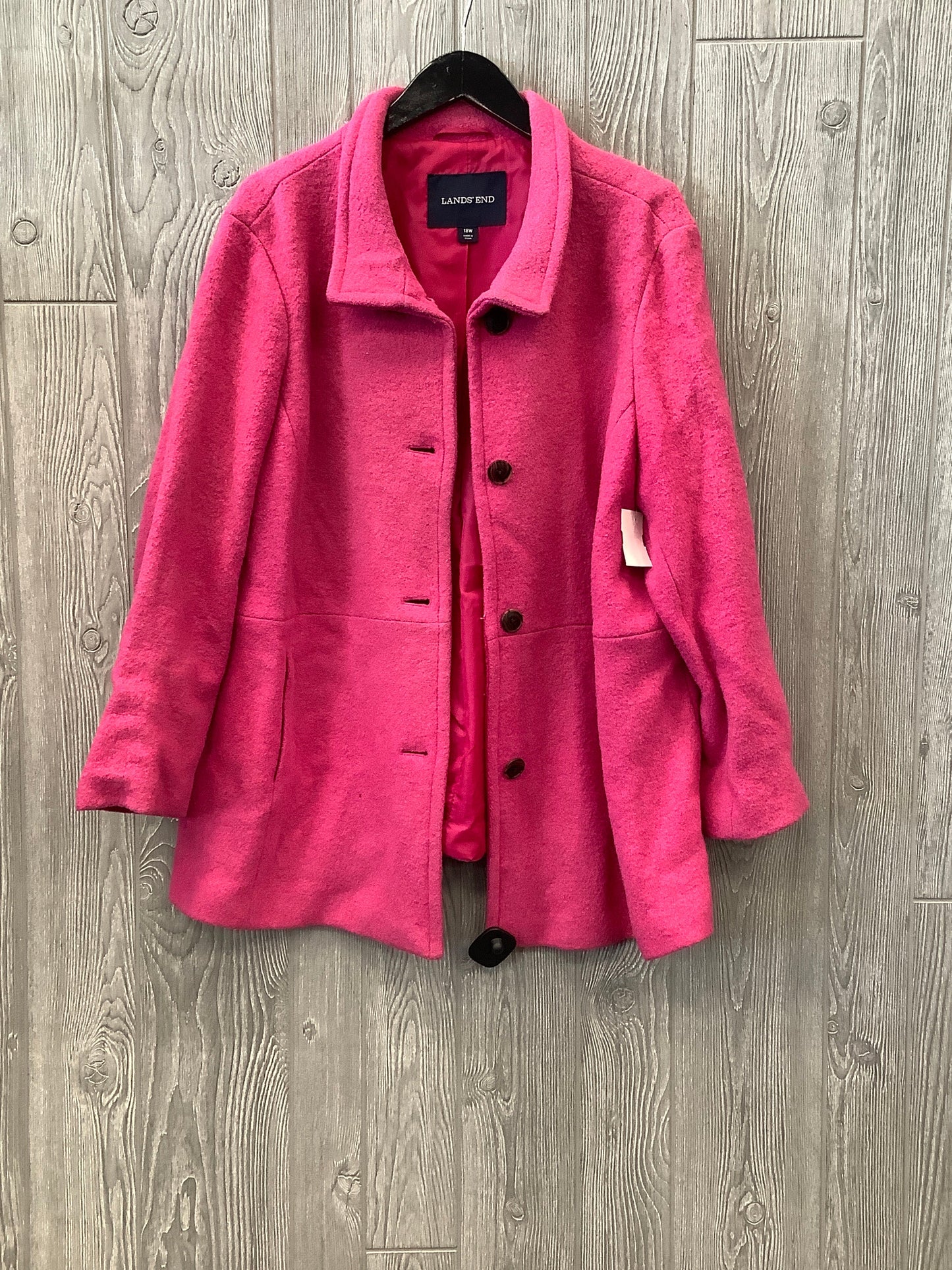 Coat Other By Lands End In Pink, Size: 1x