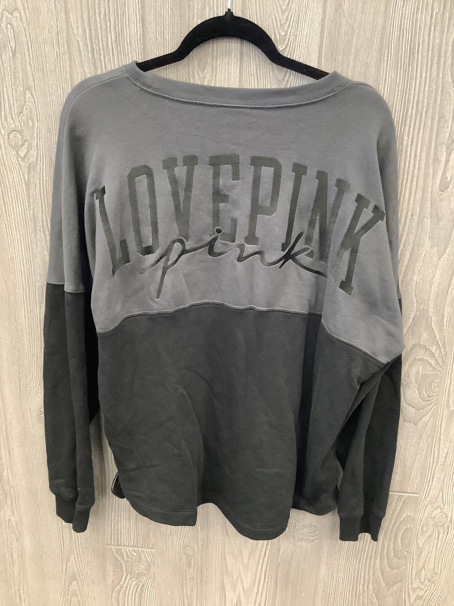 Top Long Sleeve By Pink In Grey, Size: M