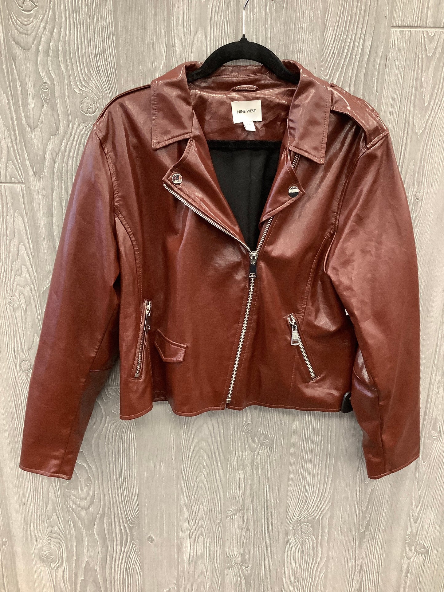 Jacket Moto By Nine West In Brown, Size: 1x