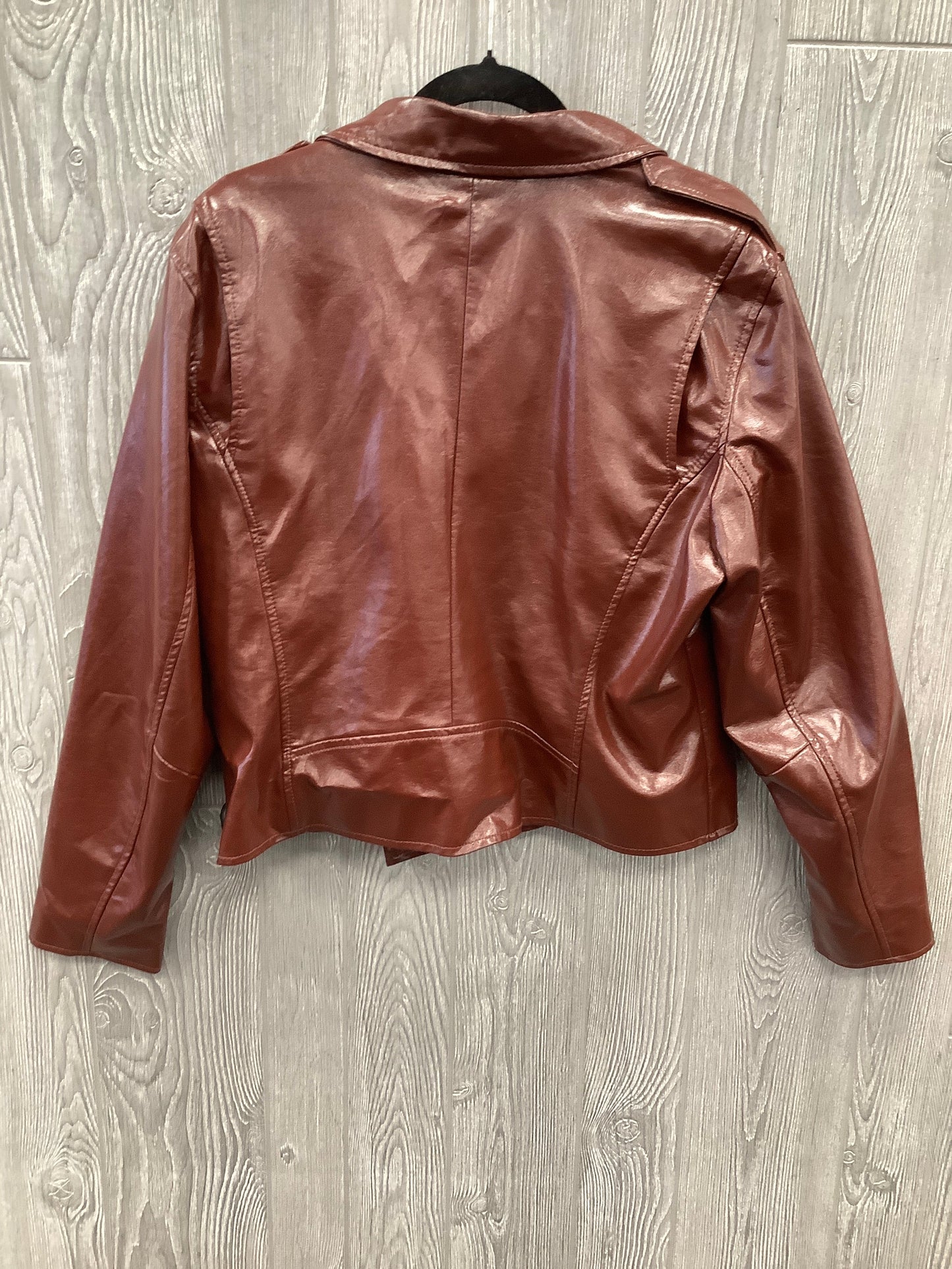 Jacket Moto By Nine West In Brown, Size: 1x