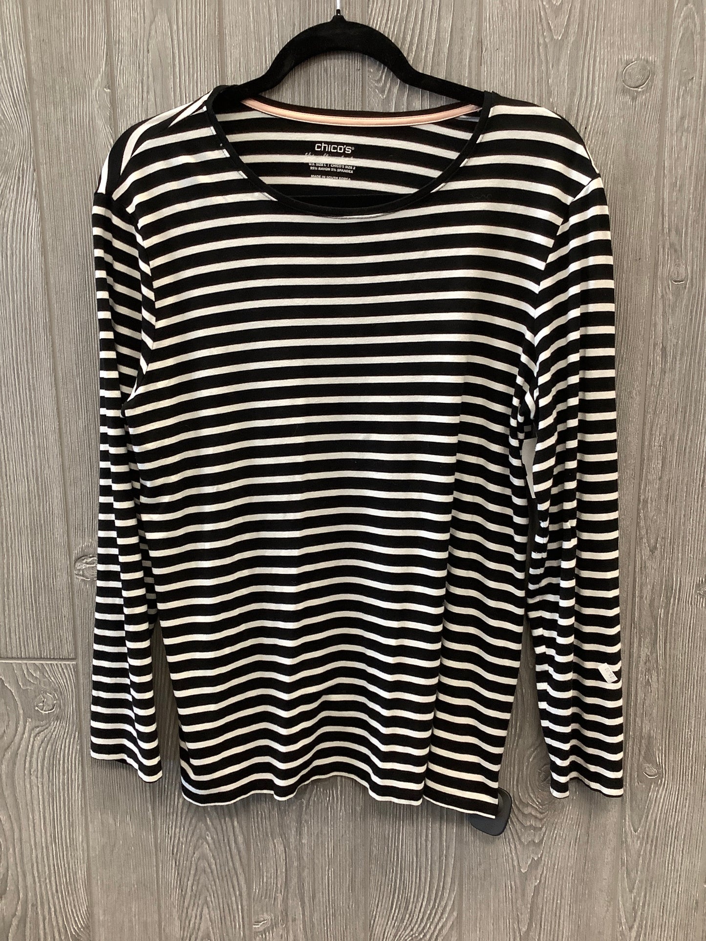 Top Long Sleeve By Chicos In Striped Pattern, Size: L