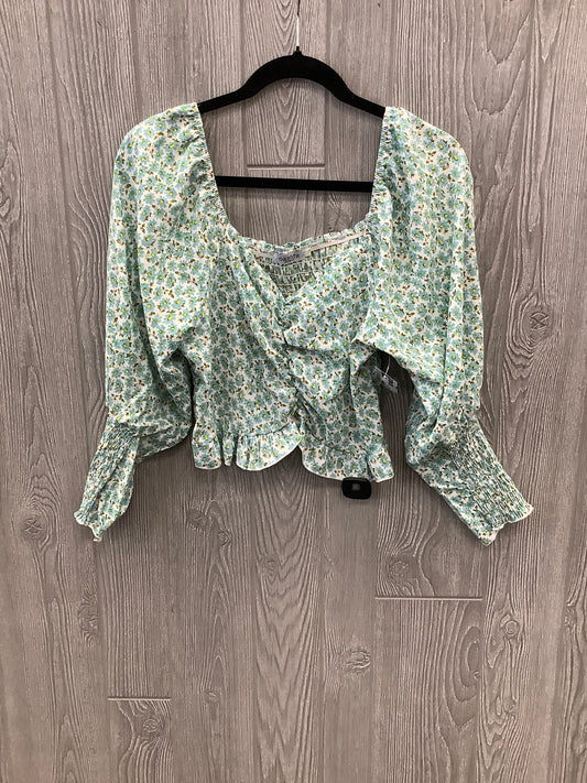 Blouse Long Sleeve By Clothes Mentor In Green, Size: M