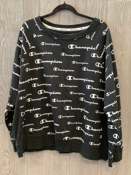 Athletic Sweatshirt Crewneck By Champion In Black & White, Size: 2x