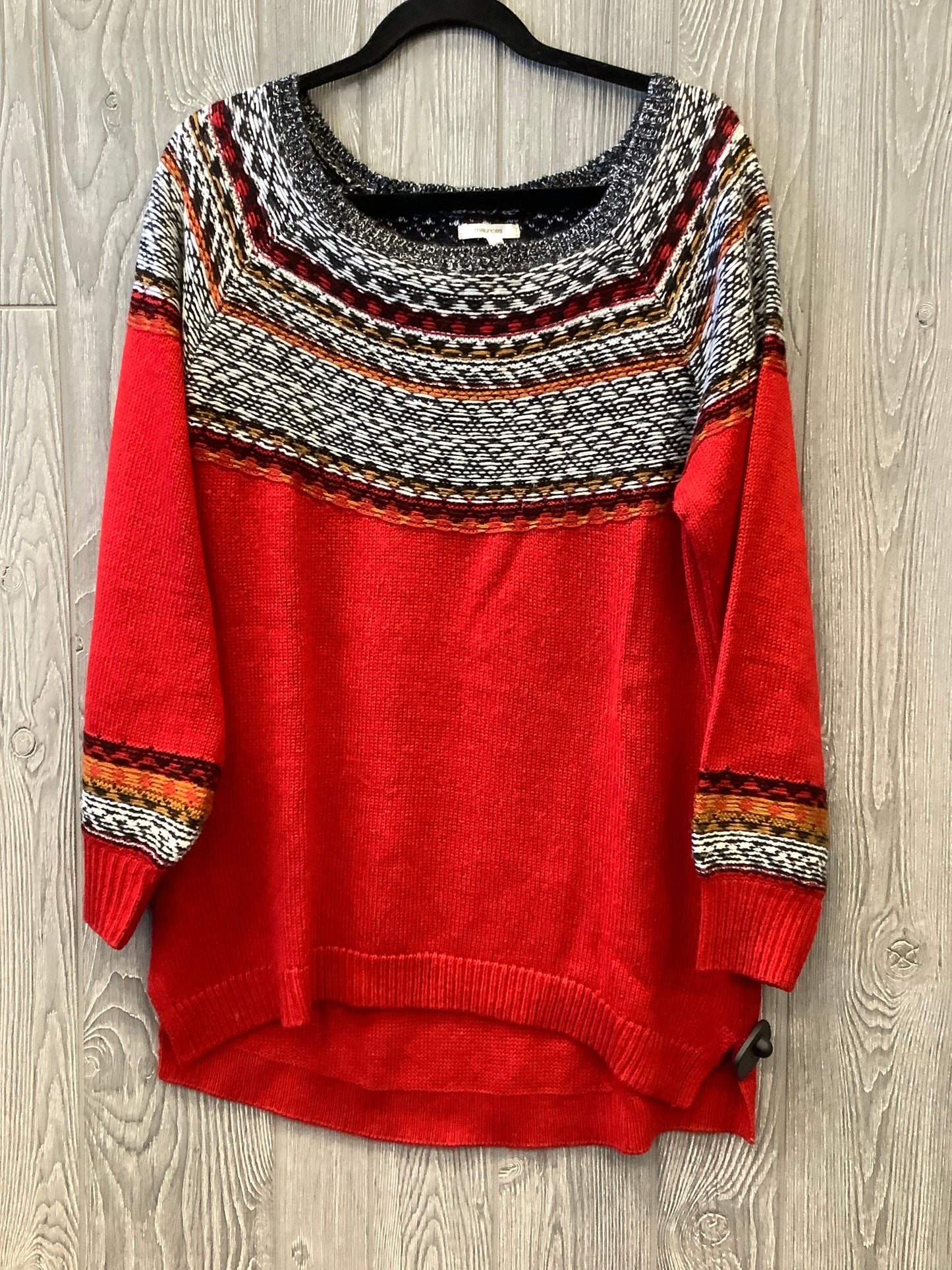 Sweater By Maurices In Black & Red, Size: L