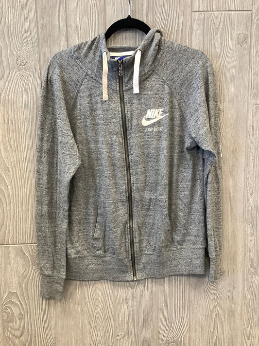 Athletic Top Long Sleeve Hoodie By Nike In Grey, Size: L