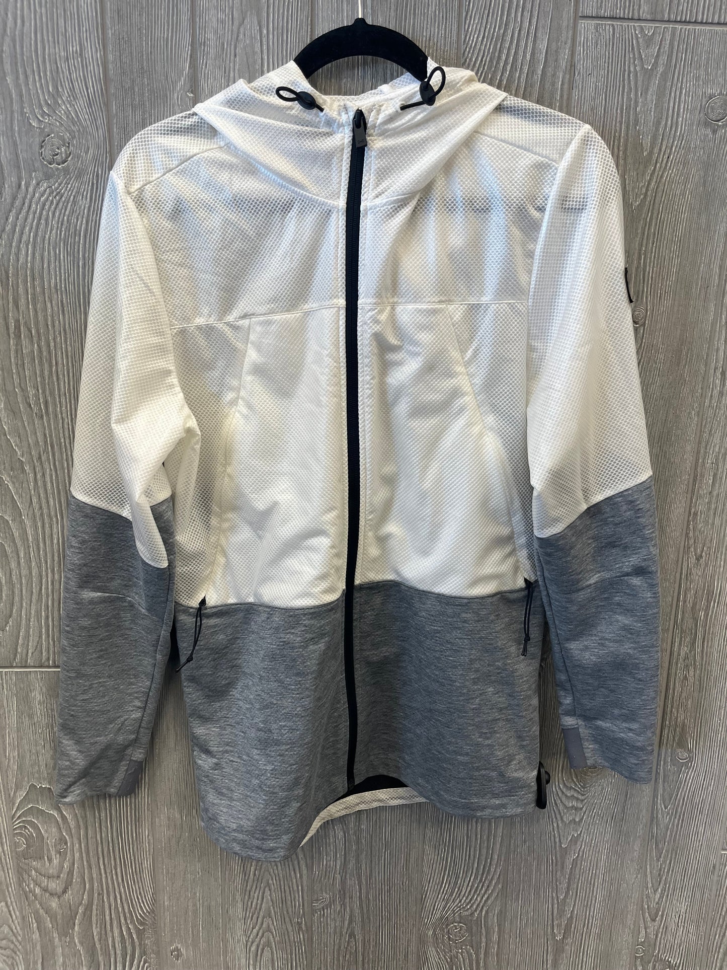 Jacket Windbreaker By Under Armour In Grey & White, Size: S