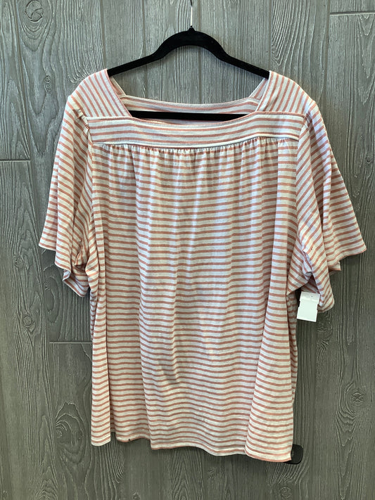 Top Short Sleeve By Croft And Barrow In Striped Pattern, Size: 3x