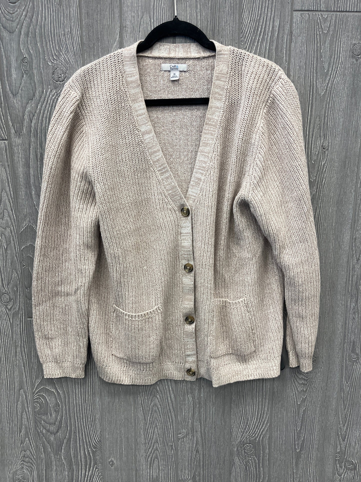 Sweater Cardigan By Croft And Barrow In Beige, Size: Xl