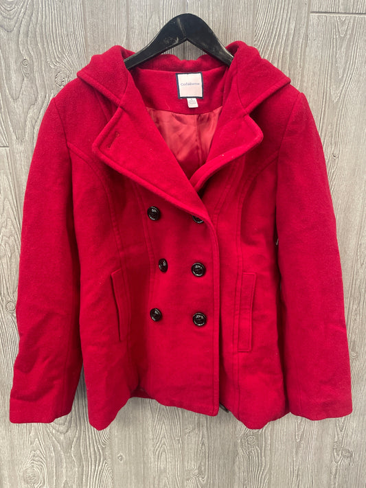 Coat Peacoat By Croft And Barrow In Red, Size: L