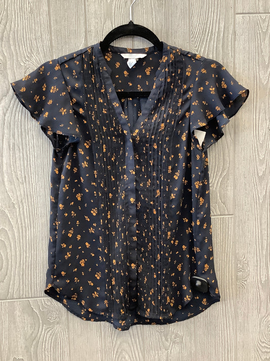 Blouse Short Sleeve By H&m In Navy, Size: Xs