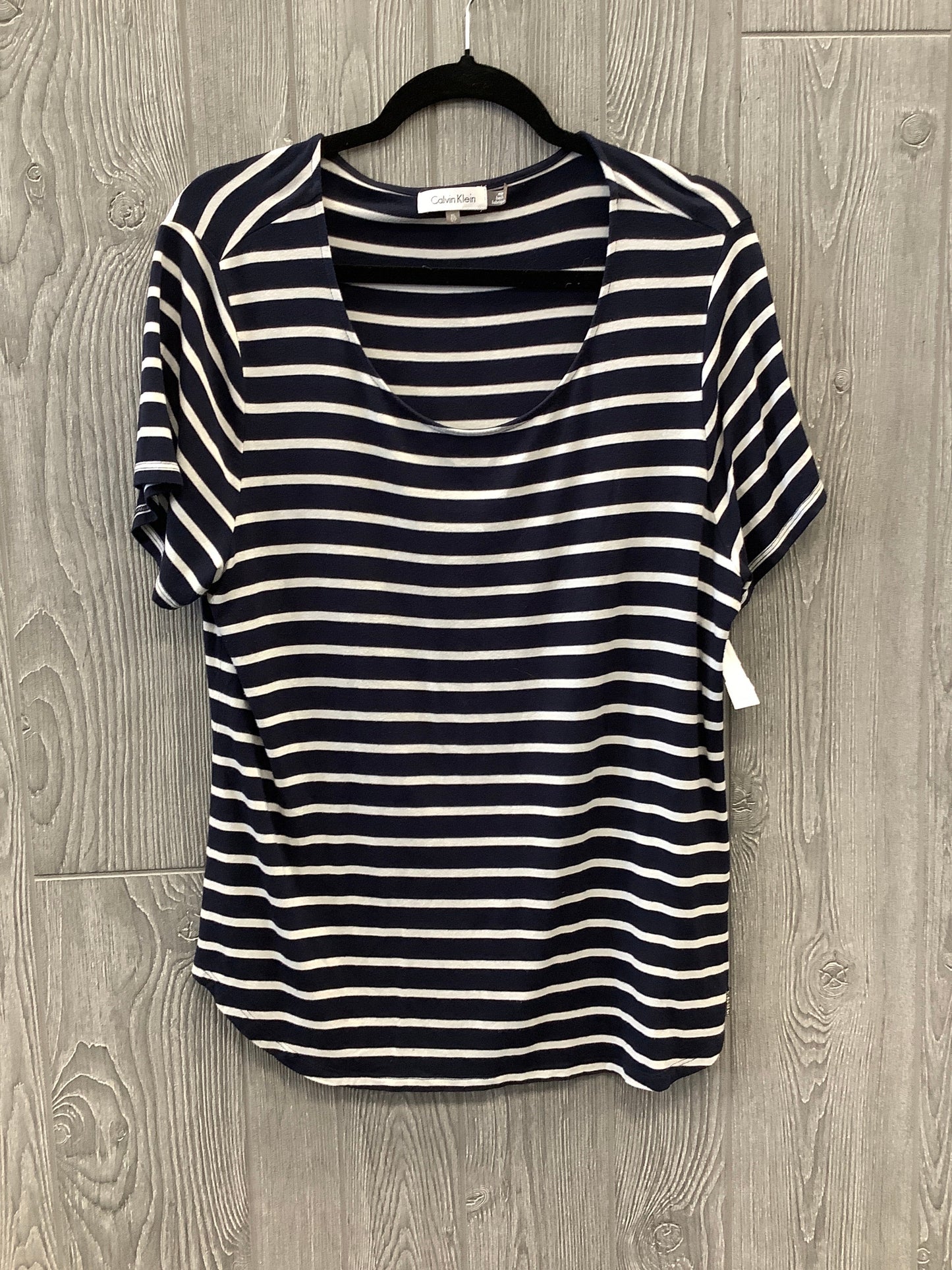 Top Short Sleeve By Calvin Klein In Striped Pattern, Size: Xl