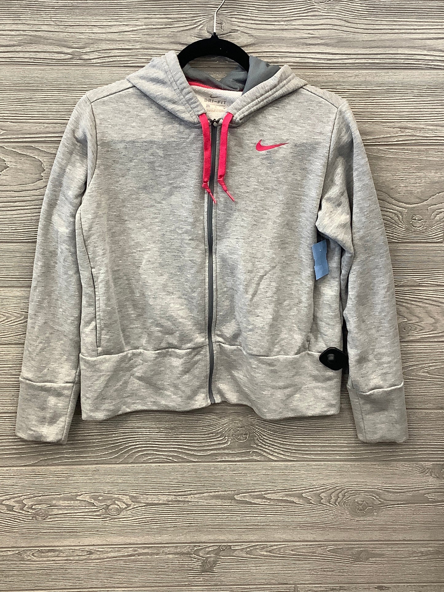 Athletic Top Long Sleeve Hoodie By Nike Apparel In Grey, Size: M