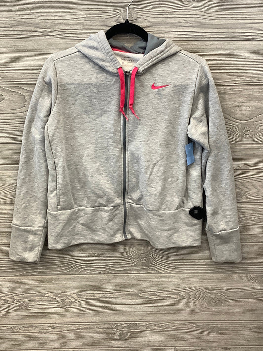 Athletic Top Long Sleeve Hoodie By Nike Apparel In Grey, Size: M