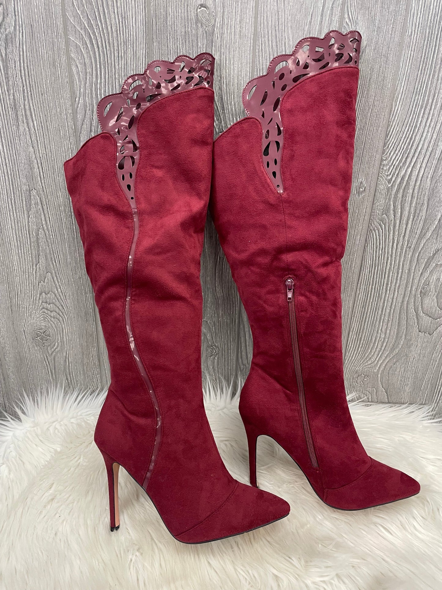 Boots Knee Heels By Shoedazzle In Red, Size: 8.5