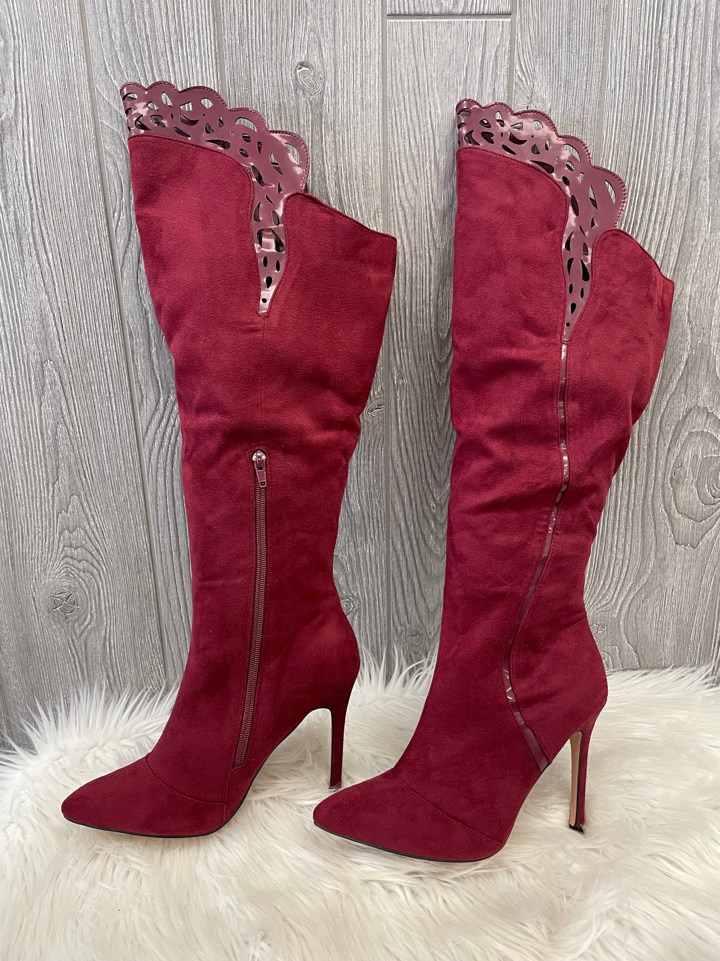 Boots Knee Heels By Shoedazzle In Red, Size: 8.5