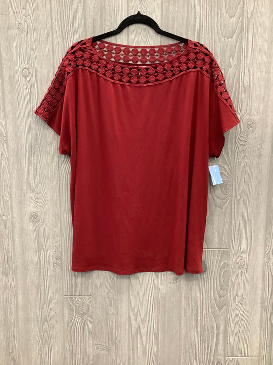 Blouse Short Sleeve By Cato In Red, Size: 3x