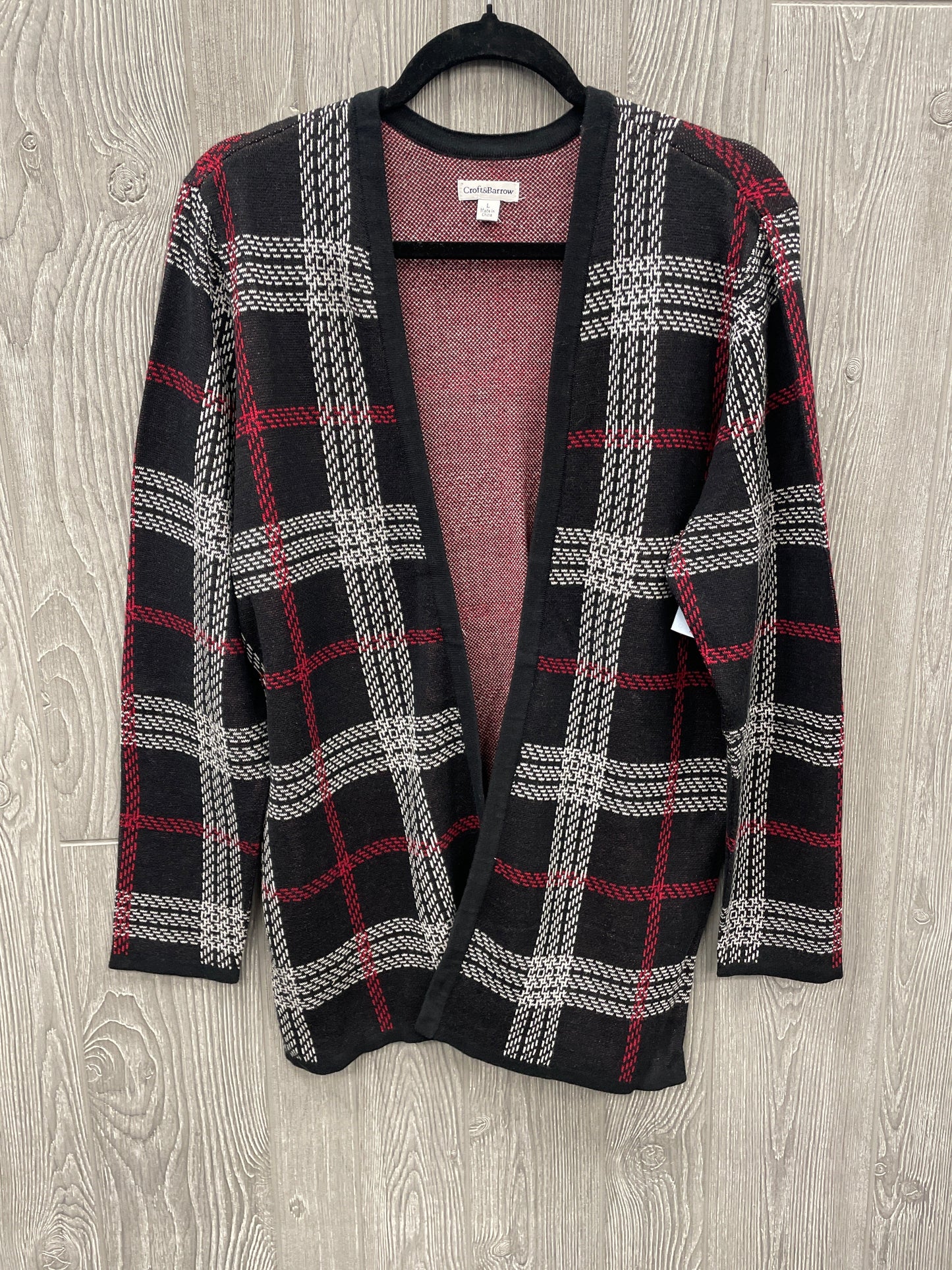 Cardigan By Croft And Barrow In Black & Red, Size: L